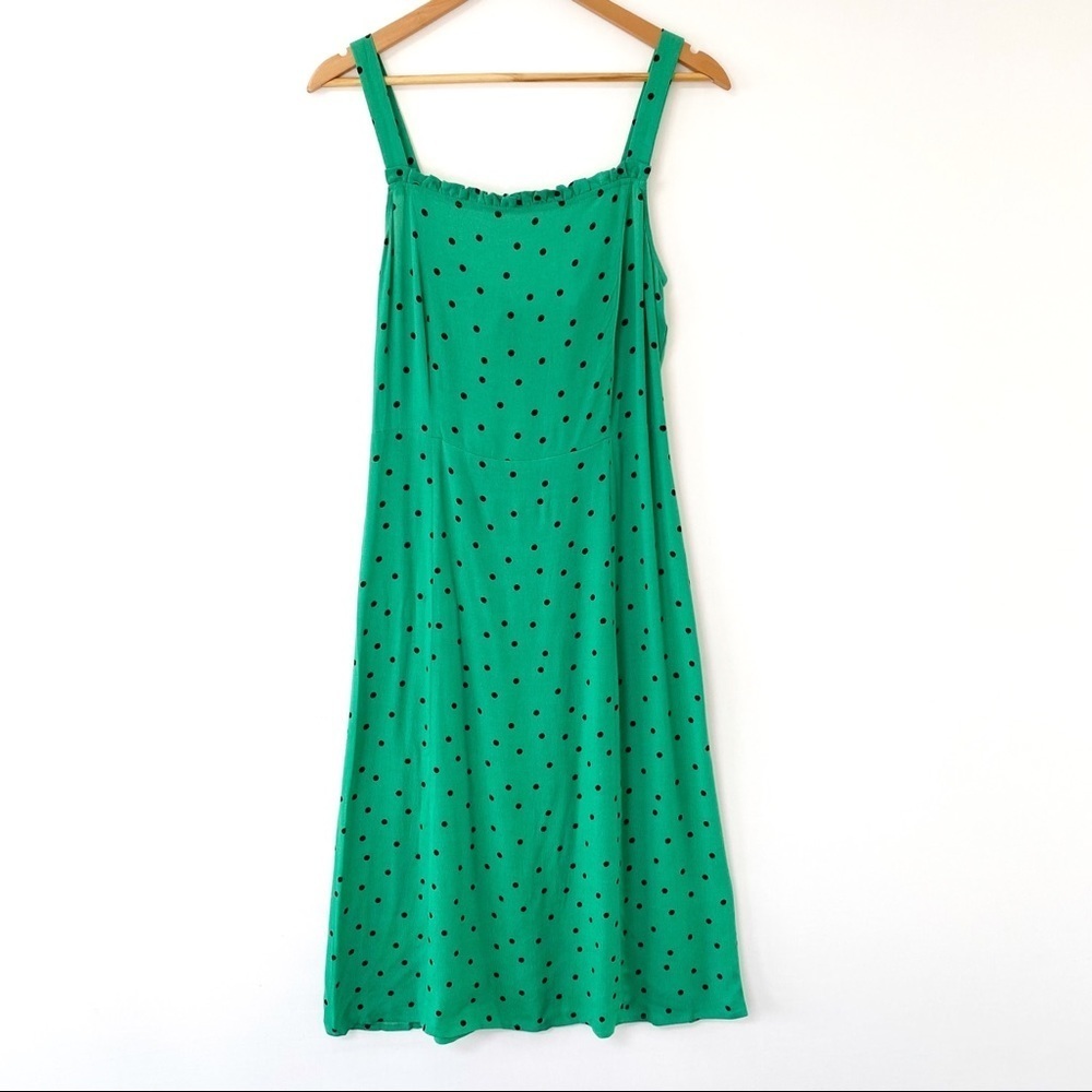 [Warehouse] Polka Dot Ruffle Green Midi Dress